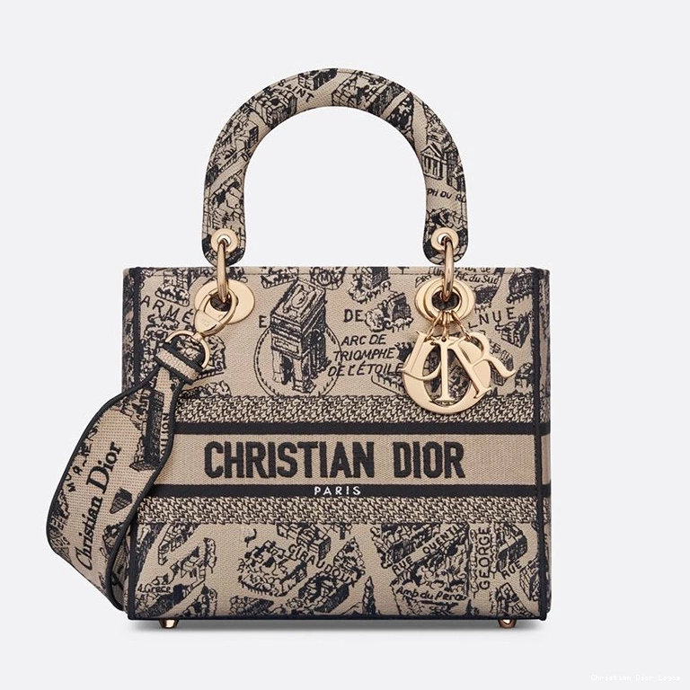 Lady Canvas Plan Paris Motif D-lite Medium Beige Bag de 0709 Luxury